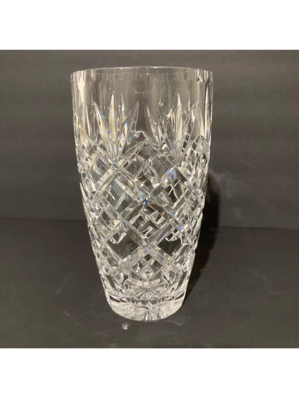 Ceska Hand-Cut Crystal Vase With Intricate Diamond Cut